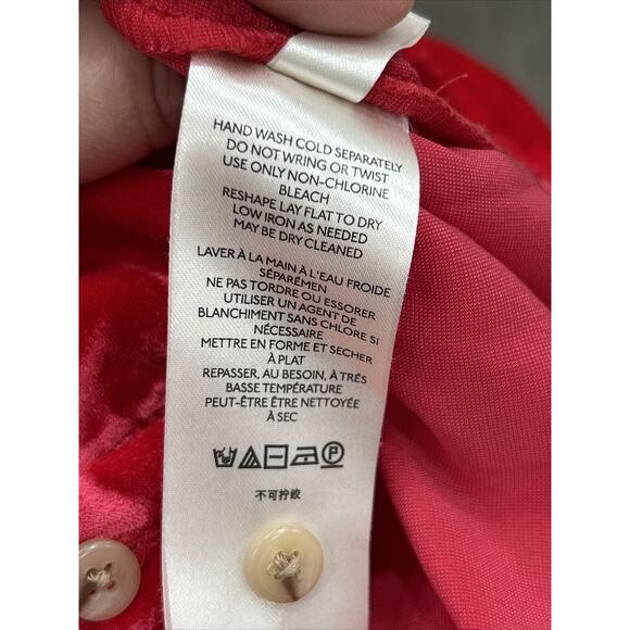 Pilcro And The Letterpress Top XS Petite Red Velvet Tab Collar Button Boho NWT - Picture 5 of 9